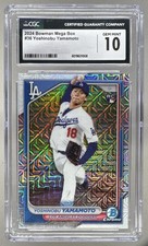 1008 Yoshinobu Yamamoto 2024 Bowman Chrome #36 Mega Refractor RC CGC 10