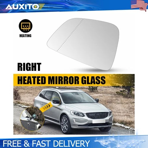 RH Right Heated Mirror Glass 31217278 for Volvo XC60 2010-2017 W/ Backing Plate