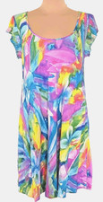 Jams World Tiare Mixed Watercolor knee length short sleeves sun Dress Size S