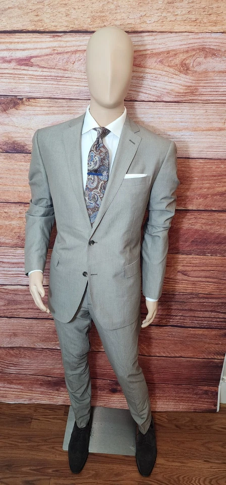 Men's Suit J.Ferrar JF Slim Fit 44L 34x34 Tan Suit Summer/Spring Suit - Image 3 of 4