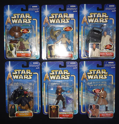Lot of 6 Star Wars Saga YODA Mace Windu OBI-WAN KENOBI Plo Koon Action Figures