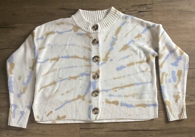 Madewell Womens Cardigan XXS White Tie Dye Broadway Crop