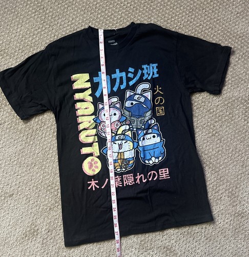 Naruto Nyaruto Cat Anime T-Shirt BLACK Size M Japanese Graphic - Picture 5 of 11
