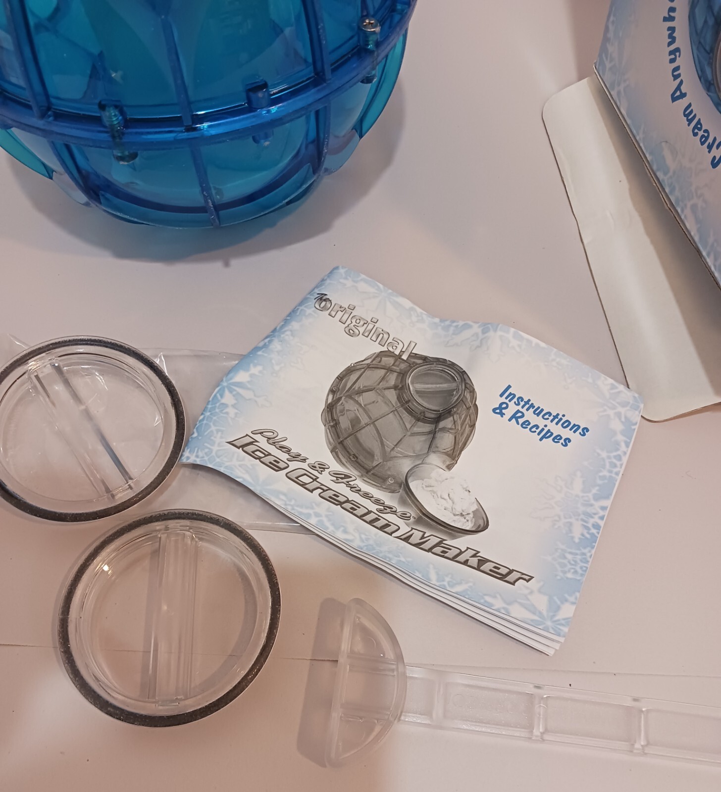 Ice Cream Maker Original Blue Pint Ball Play and Freeze With Wrench