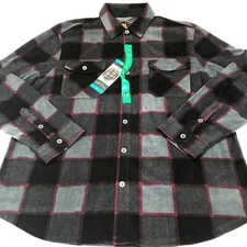 Freedom Foundry Men's Soft Fleece Plaid Lightweight Shirt XL GRAY/BLACK/RED