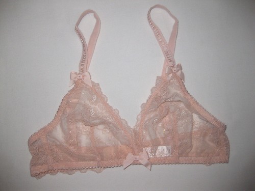 Varsbaby sheer lace w/bows bralette S pastel pink nip 80s aesthetic kawaii - 第 1/2 張圖片