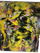 ABSTRACT CANVAS PAINTING Expressionist MODERN SIGNED MUSK YAI 16X20 OOAK