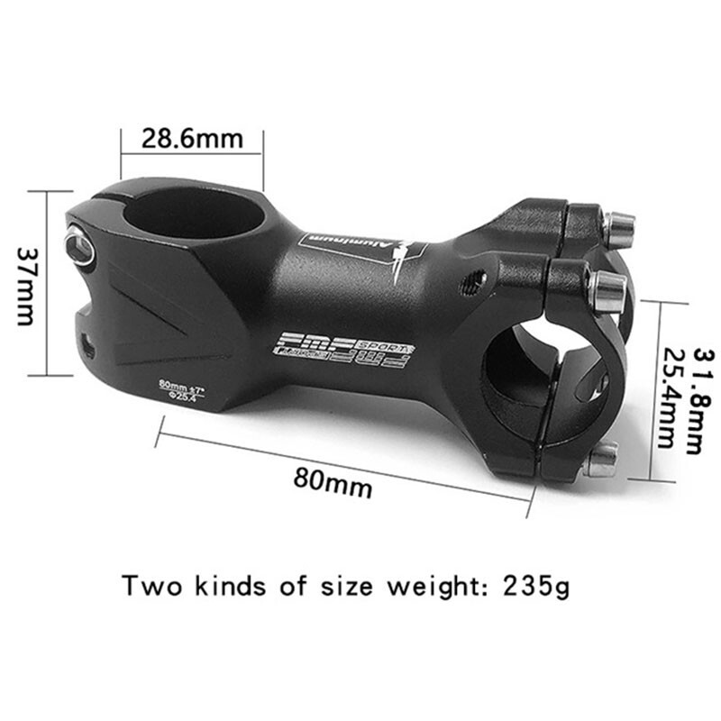 Road Bike Stem Bicycle Cycling Handlebar Short Bar Stems 25.4/31.8mmx38