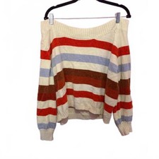Cozy Off-Shoulder Striped Sweater