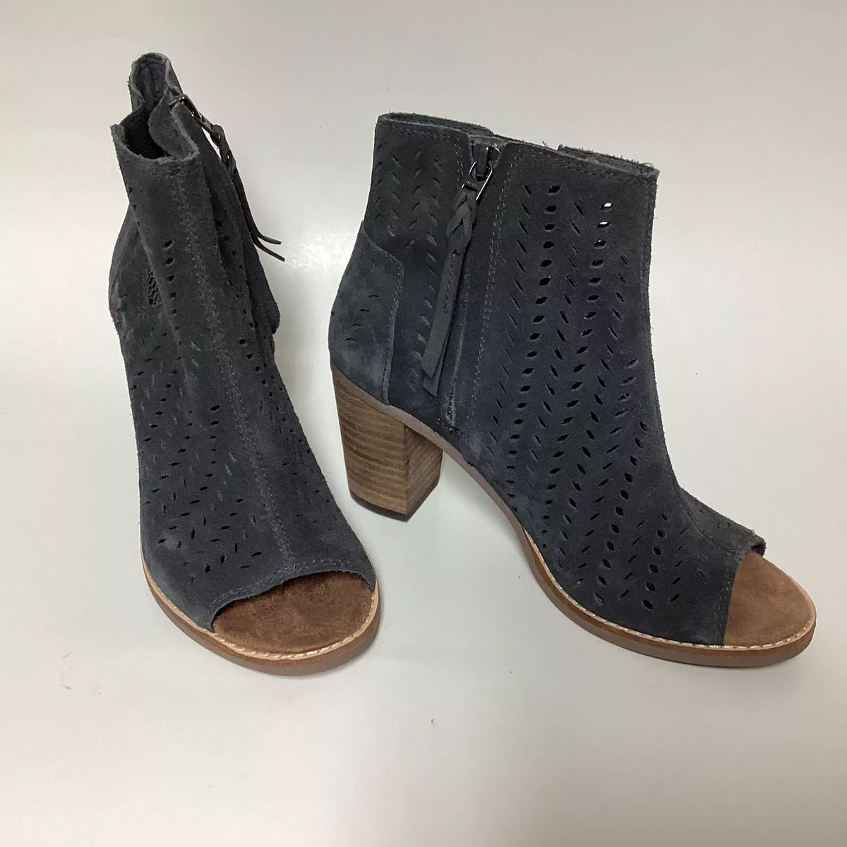 Toms majorca peep toe bootie black sale