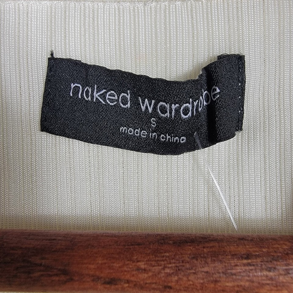 Naked Wardrobe White Cropped Long Sleeve Women's Size Small eBay