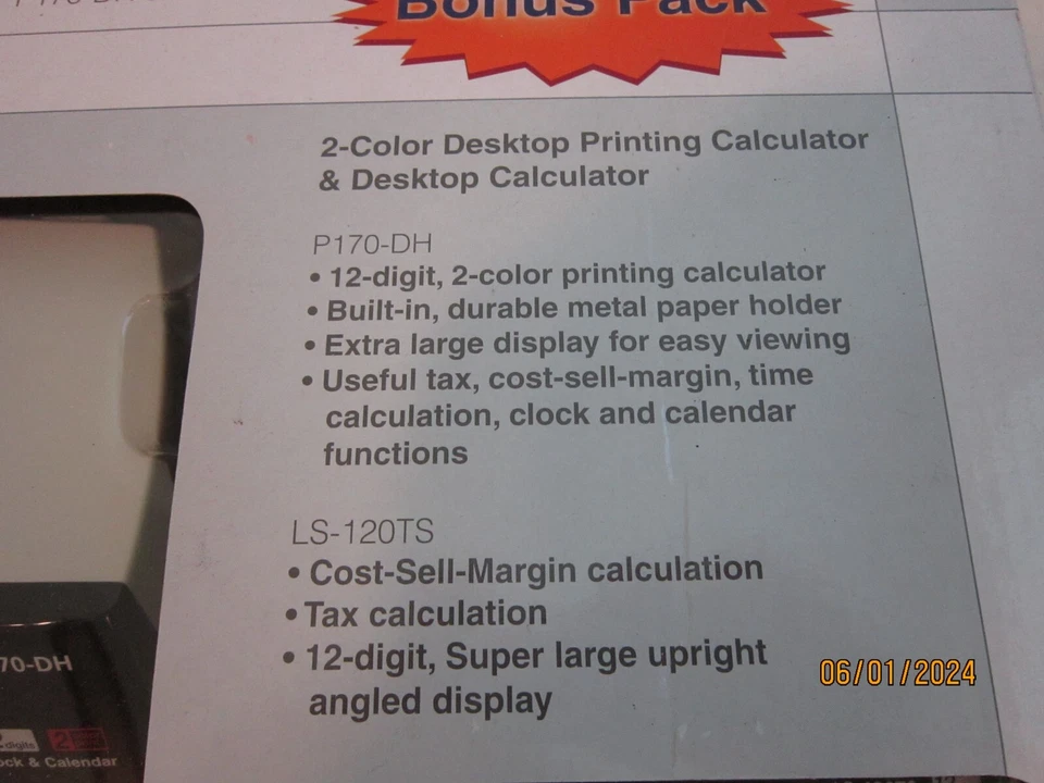 Canon Desktop Printing Calculator P170-DH 12 Digits/2 Color Print Bonus Pack NIB - Image 2 of 4