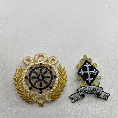 GOLD & BLUE 2 Patches INSIGNIA CREST Patch Lot T072