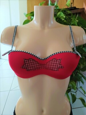Soutien-gorge Bandeau Chantal Thomass - Taille 85A, Rouge, Modèle Noeuds Et Merveilles, Neuf Avec étiquettes