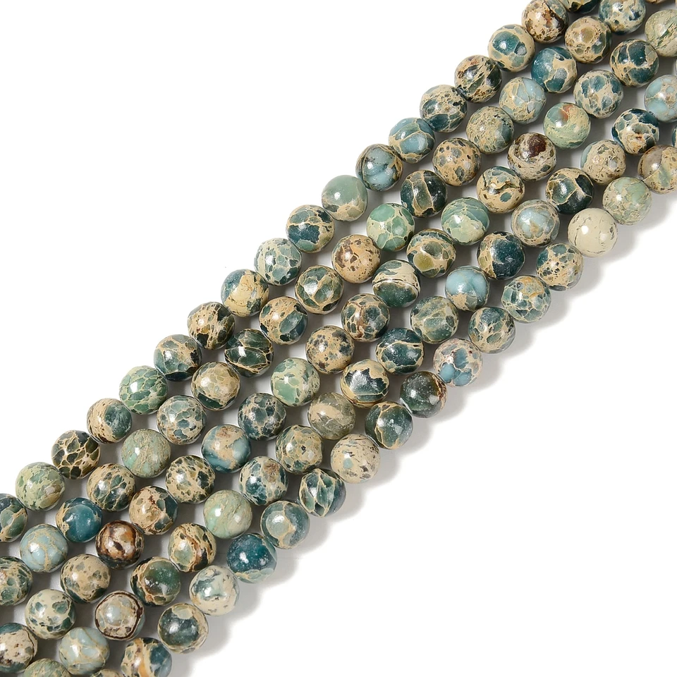 Natural Snake Skin Jasper Smooth Round Beads 4mm 6mm 8mm 10mm 15.5'' Strand - Image 4 of 4