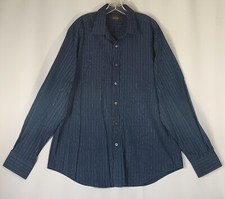Tasso Elba Men's Large Navy Blue Long Sleeve Button Down Shirt FAST Shipping