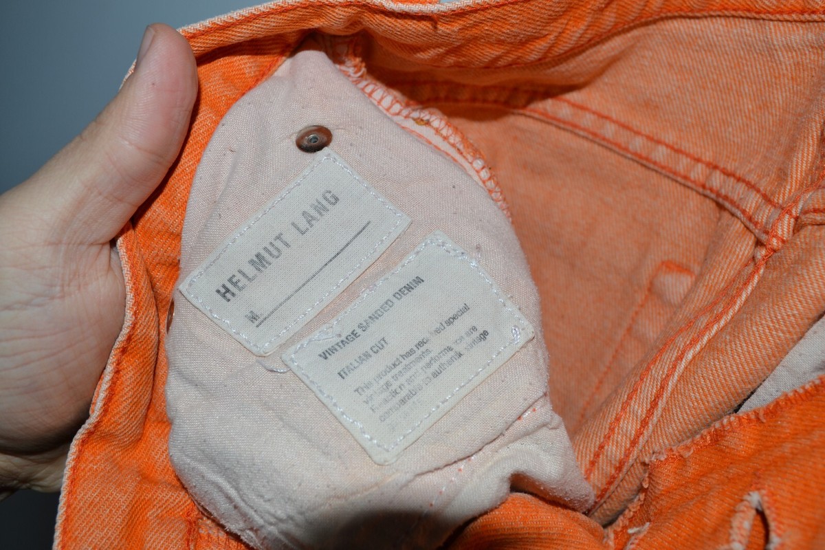 90s Vintage HELMUT LANG Jeans Sanded Denim Pants Orange