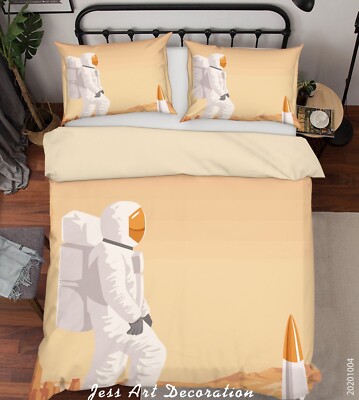 3D Astronaut Space Illustration Quilt Cover Set Bedding Sets Pillowcases Queen 4