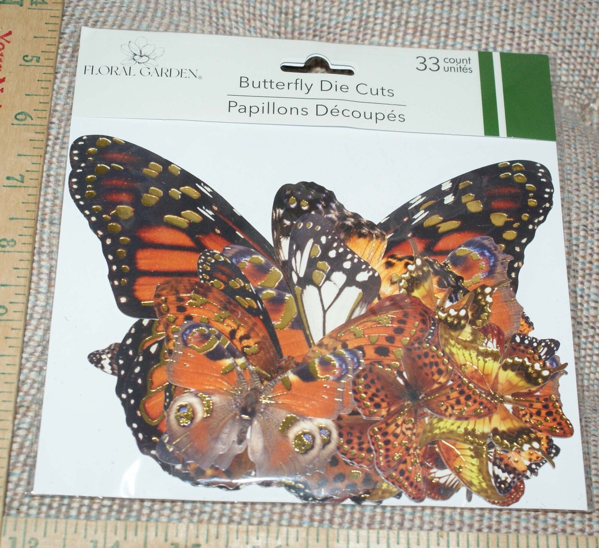 33 Piece Pink Butterfly Die-Cuts With Gold Foil - Scrapbook & Journal Embellishments