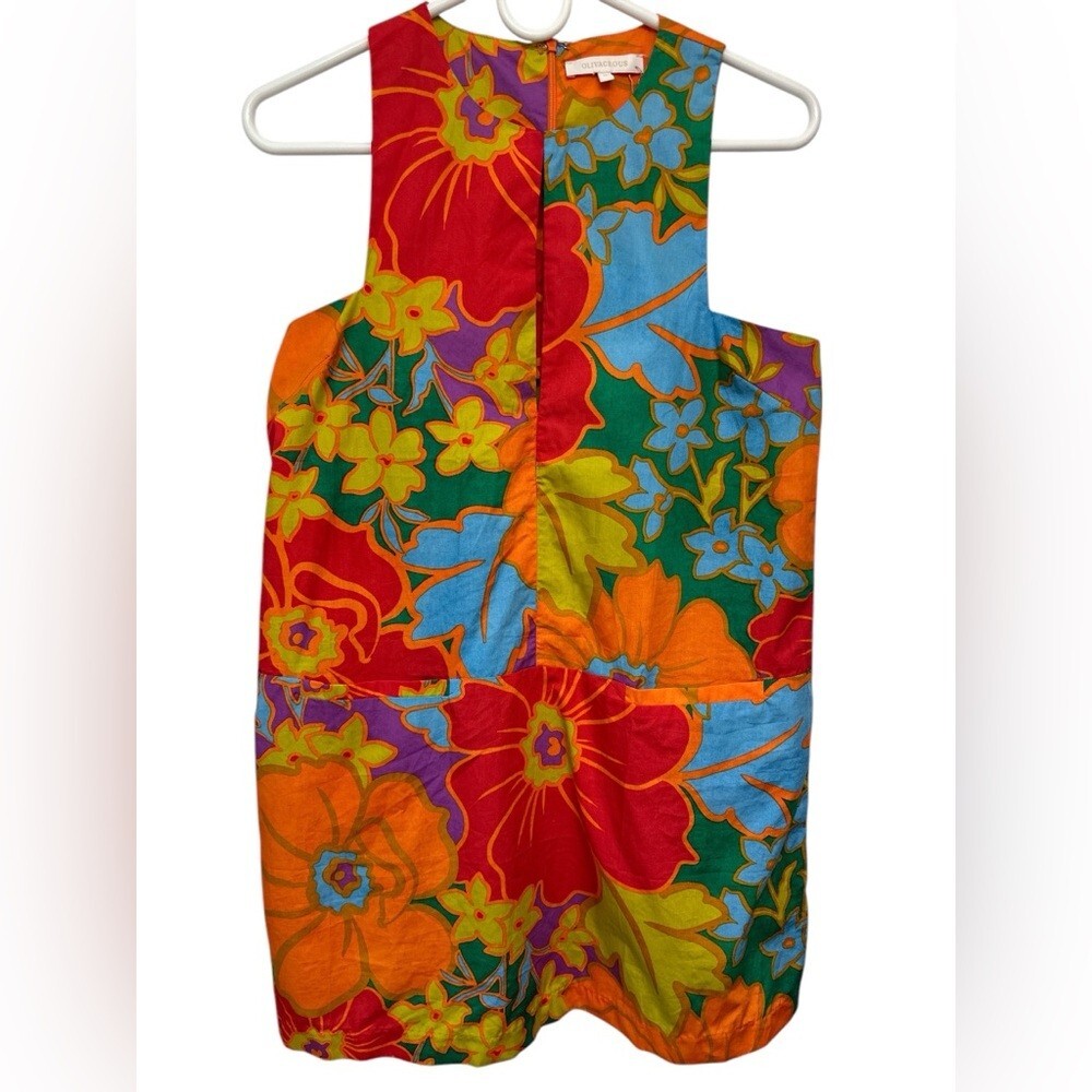 Olivaceous NWT bright color tropical floral shift dress w front pockets