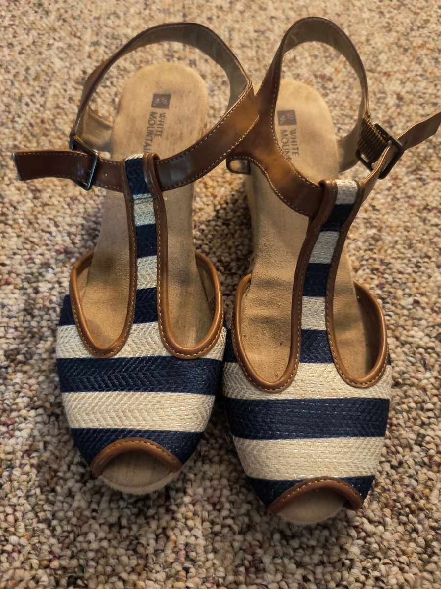 Navy Striped Sandals with Buckle s-l400.jpg main image 2