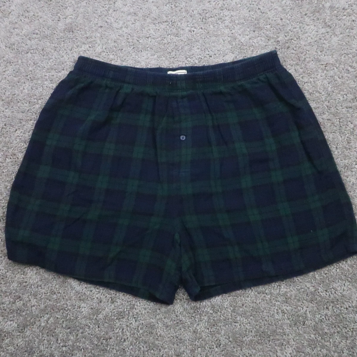 Vtg LL Bean Flannel Pajama Shorts Mens 2XL Black Watch Plaid Soft Cotton  Boxers