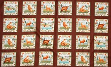 Woodland Animals Fox Owl Moose Wild Woods Cotton Fabric Windham - 24"X44" PANEL