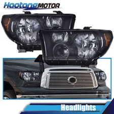 Fit For 2007-2013 Toyota Tundra 2008-2017 Sequoia Headlights HeadLamps Black 2PC