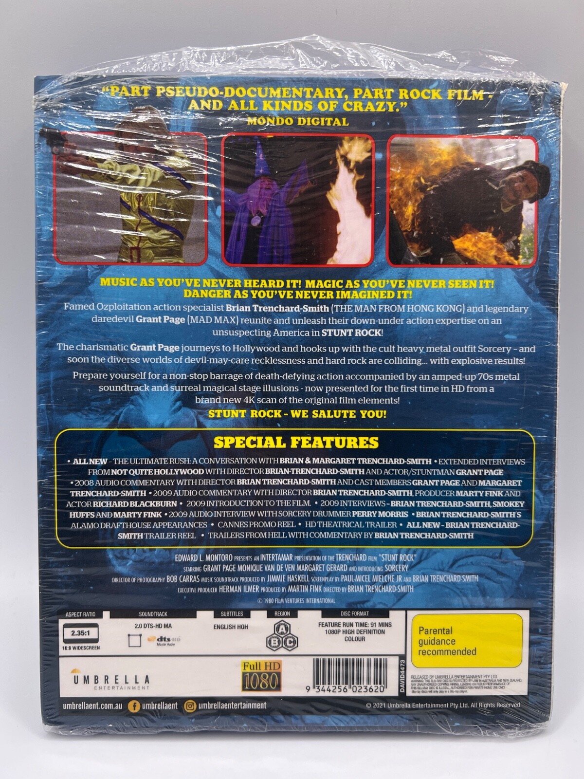 STUNT ROCK Ozploitation Classics Blu-ray w/ Slipcover & Comic Umbrella Ent OOP