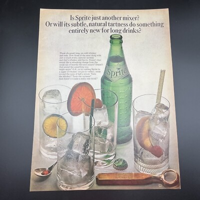 Sprite Mixer Soft Drink Soda 1964 Vtg Print Ad 10.25x13.5'' add Sprite to Whiskey