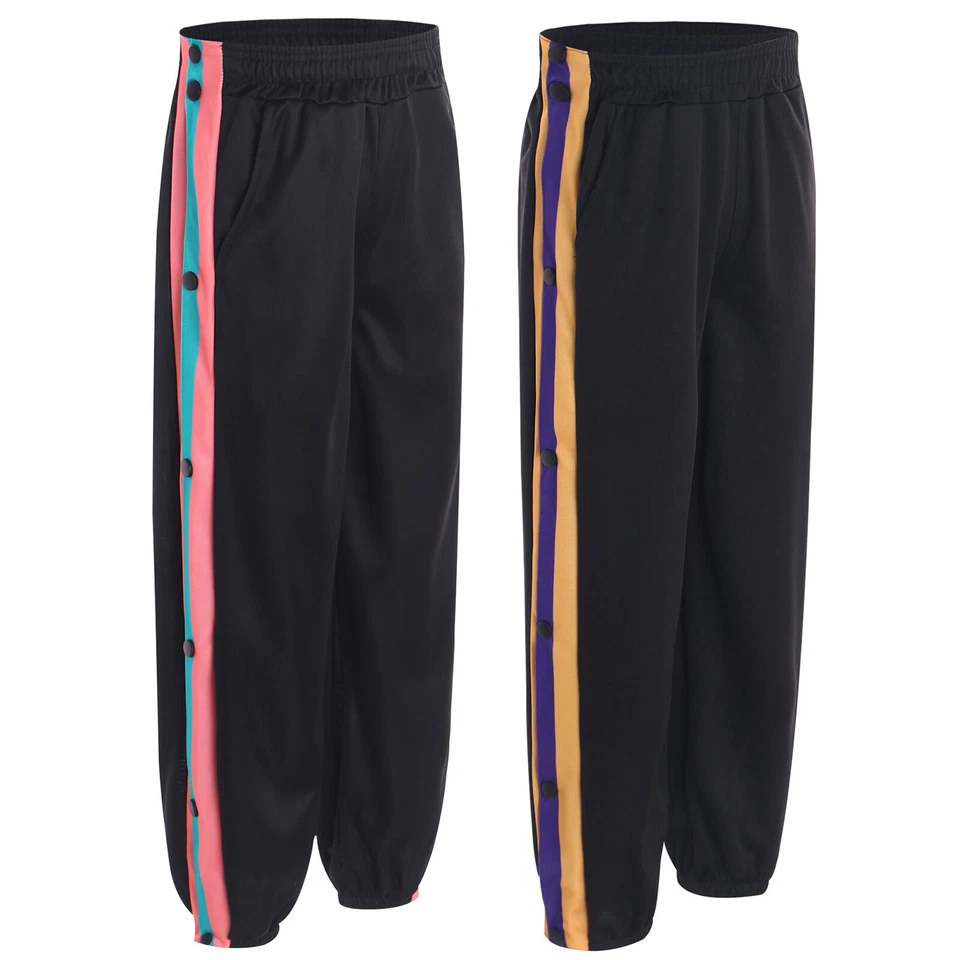 Boy Side Split Buttons Pants Loose Fit Pants Button Sport Running Sweatpants - Image 2 of 3