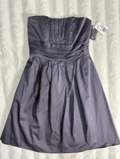 Davids Bridal Pewter Gray Cotton Sateen Strapless Cocktail Mini Dress Size 6 NWT