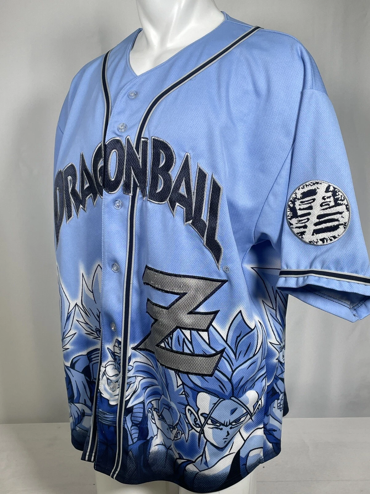 VTG 2001 Dragon Ball Z Funimation Production Blue Baseball Jersey