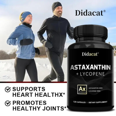 ASTAXANTHIN+LYCOPENE Improves Skin Tone Immune System Eye Health 30-120 Capsules