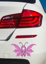 Pink Breast Cancer Awareness Butterfly vinyl decal stickers for car, 2 designs
