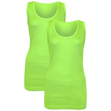 PACK OF 2 LADIES VEST WOMENS COTTON STRETCHY RIBBED T-SHIRT CAMI CASUAL TANK TOP
