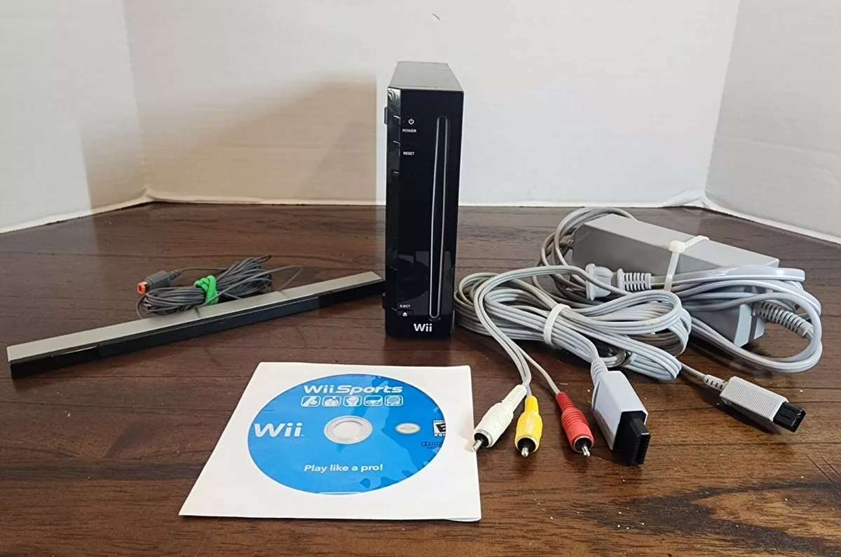 Nintendo Wii Black Console- with Gamecube Ports + Wii Sports⭐ no  controllers ⭐