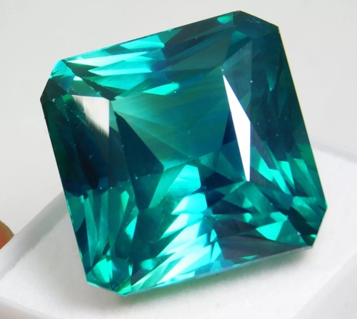 Turmalina Paraiba Natural 100 Ct Azul Verdoso Corte Asscher Piedras Preciosas Certificadas - Imagen 4 de 10