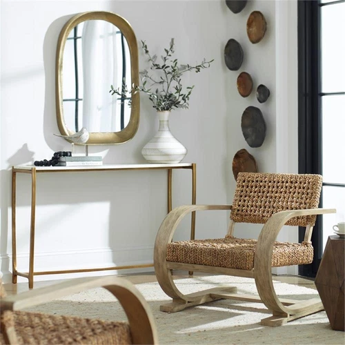 Uttermost Bradano Contemporary Cast Aluminum/Glass Arch Mirror in Antique Brass - Picture 7 of 7