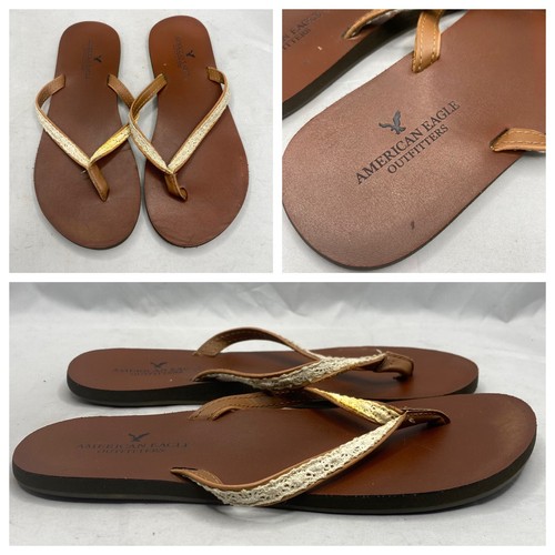 American Eagle Womens Leather Sandals Flip Flops Thongs Black Size 7 US/ EU  37.5 | eBay