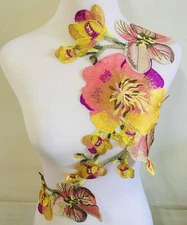 1pcs Beautiful Flower Large Water Soluble Embroideried Fabric National Trend ...