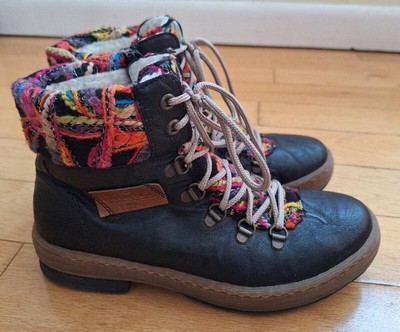Rieker Felicitas Boots Shoes Zip closure Fleece lined EU sz 37/US sz 6.5-7 ~EUC