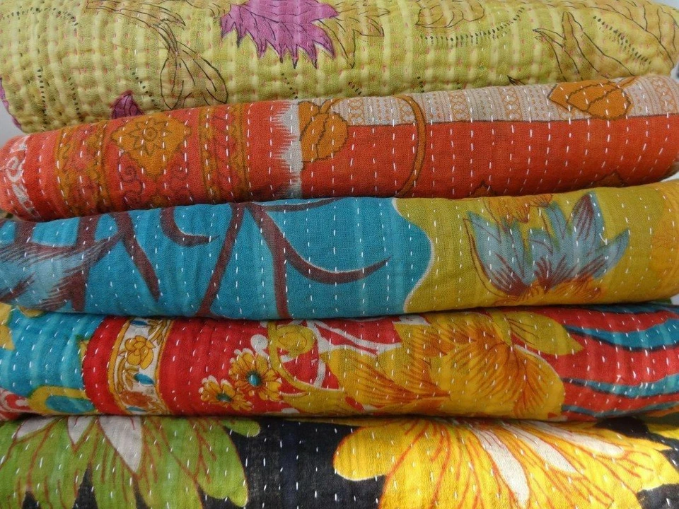 INDIAN VINTAGE WHOLESALE LOT KANTHA BLANKET THROW QUILT HIPPY BOHEMIAN Quilt - Image 3 of 4