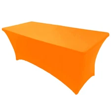 6' ft. Spandex Fitted Stretch Tablecloth Table Cover Wedding Banquet Orange