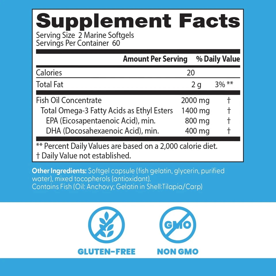 Doctor's Best Aceite de Pescado Omega-3, Corazón, Cerebro, Suministro Articular, 120 Cápsulas Blandas, Sin OGM Foto 3 de 4
