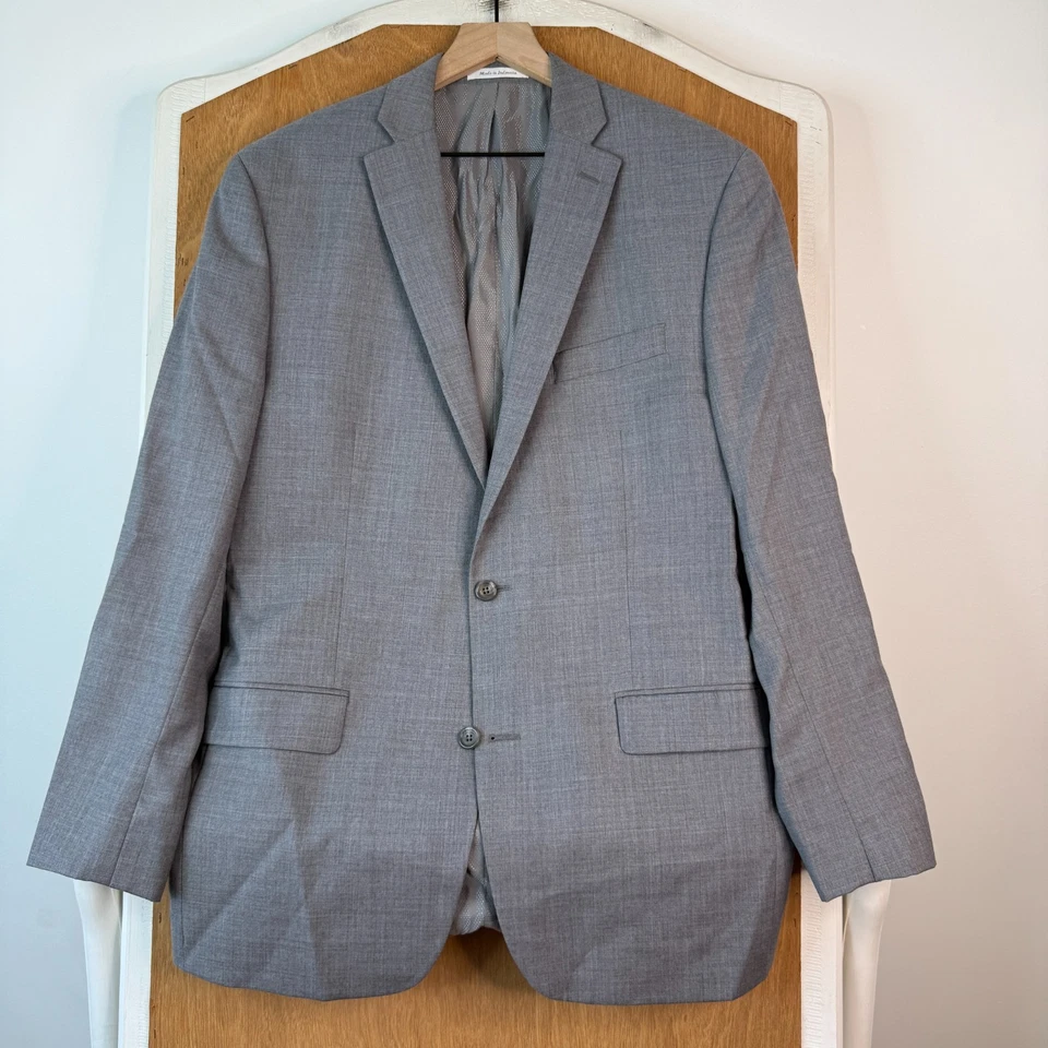 Michael Kors Suit Mens 42L Gray 2 Button 100% Wool Pants 32x32 Flat Front Solid - Image 2 of 4