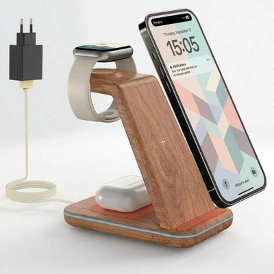 3In1 Kabelloses Ladegerät Induktion Ladestation Für Apple Watch 11 iPhone 17 Pro