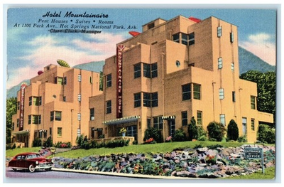 #ad c1950 Exterior View Hotel Mountainaire Building Hot Springs Arkansas AR Postcard $29.95