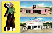 Postcard SD Oacoma Al's Conoco Gas Station & Restaurant Roadside c1950s R94