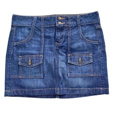 Vintage Y2K Old Navy Denim Front Pockets Cargo Mini Skirt Womens 4 Regular